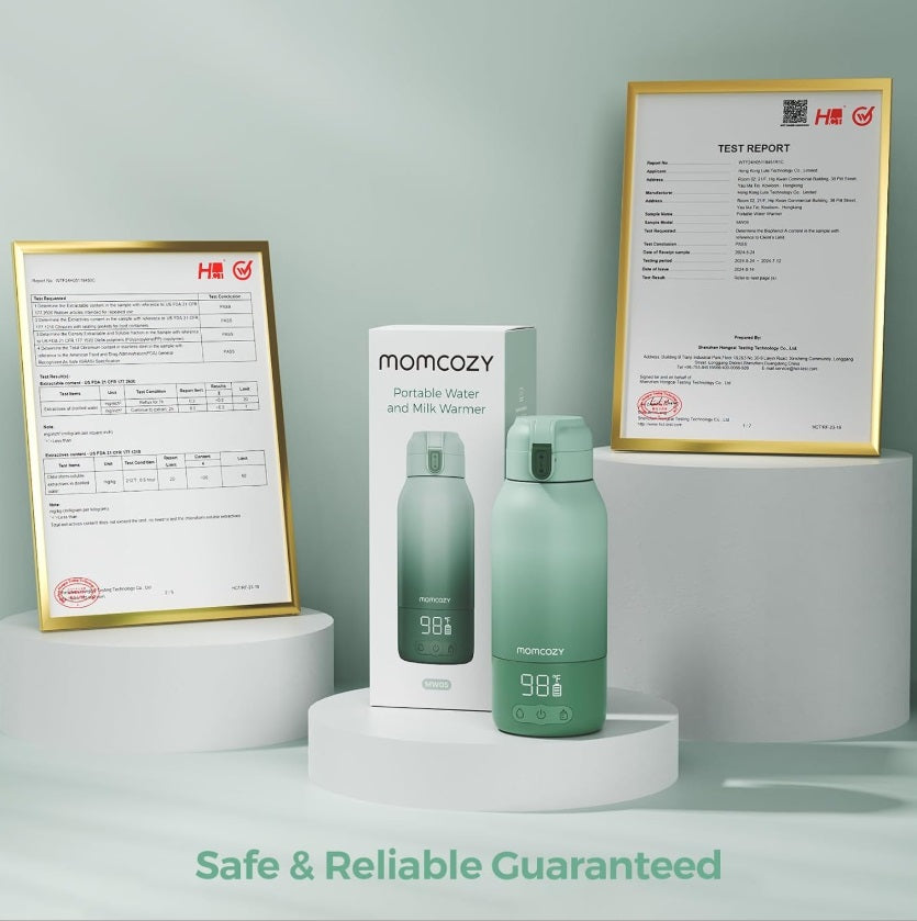 Momcozy MW005-GE94BA-A Portable Bottle Warmer – 500ml, Breast Milk & Water, 36W, Green