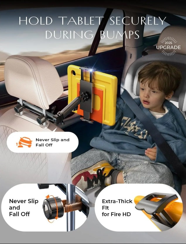 Lisen 2E547 – Car Headrest Tablet Holder, 360° 4-Axis, Foldable, Kids 0–6 Years