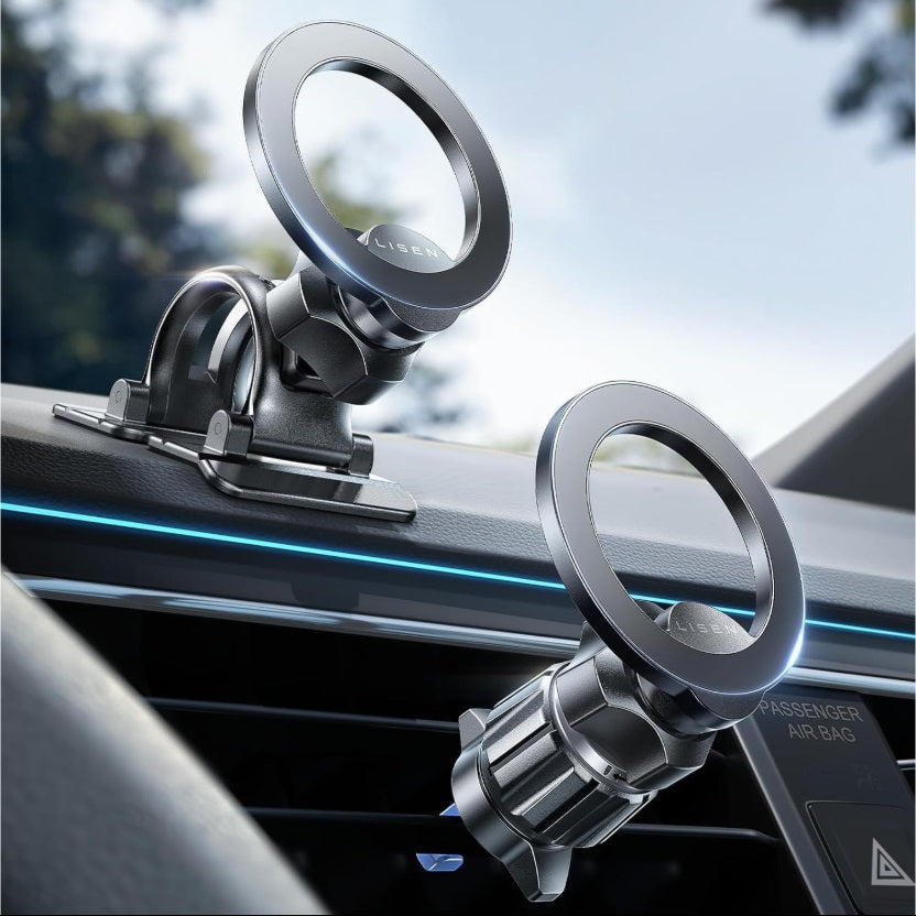 Lisen 2E7112 – MagSafe Car Mount, Air Vent & Dashboard, 360°, iPhone 12–17, Black