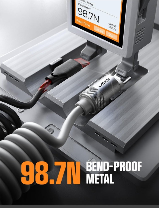 Lisen 2E361 – Coiled USB-C to USB-A Cable Set of 2, 0.7–1.5m, 480Mbps, Gray