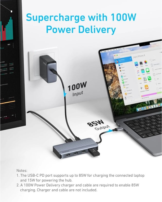 Anker A83740A2 7-in-1 USB-C Hub – Dual 4K HDMI, USB-A 3.2 10Gbps & PD 85W