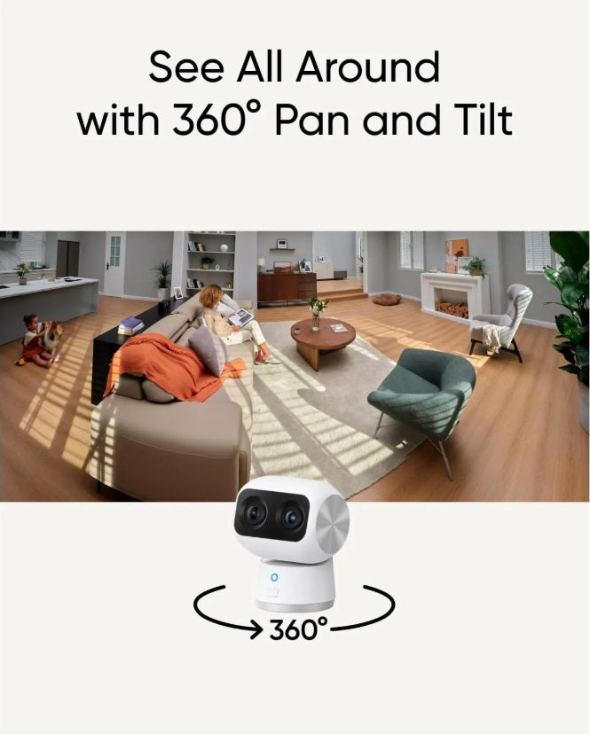 Anker eufyCam S350 4K IP Camera – 360° Dual Lens, 8× Zoom, AI Tracking