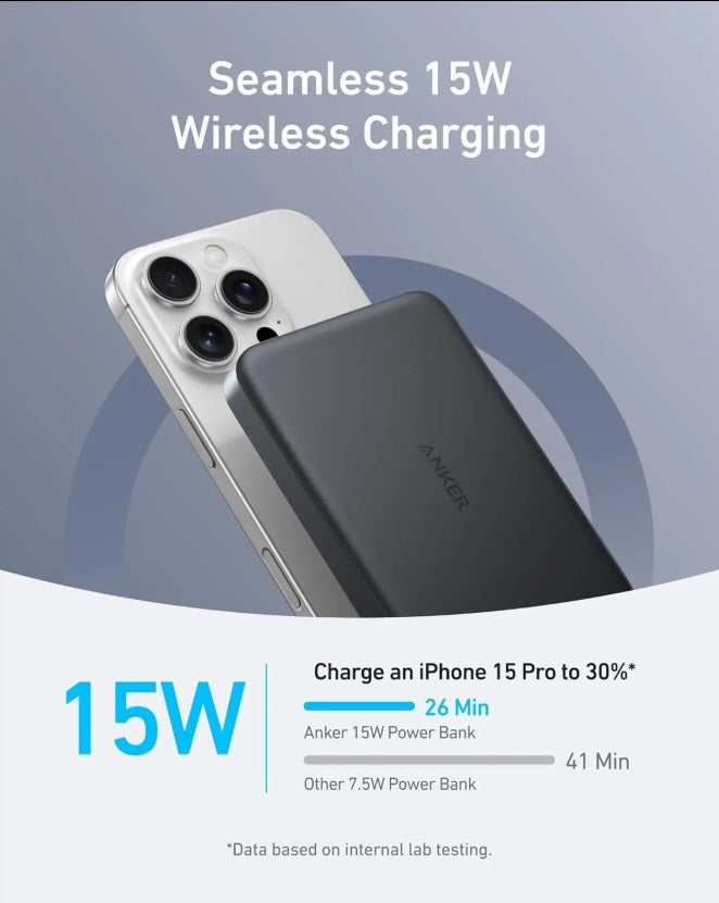 Anker A1664H11 MagGo 10K Ultra-Slim – Qi2 15W Magnetic Power Bank 10000mAh, Black