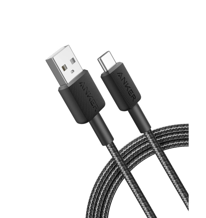 Anker A81H5G11 322 – USB-C to USB-C Cable 0.9m, Nylon Braid, 15W, USB-IF, Black
