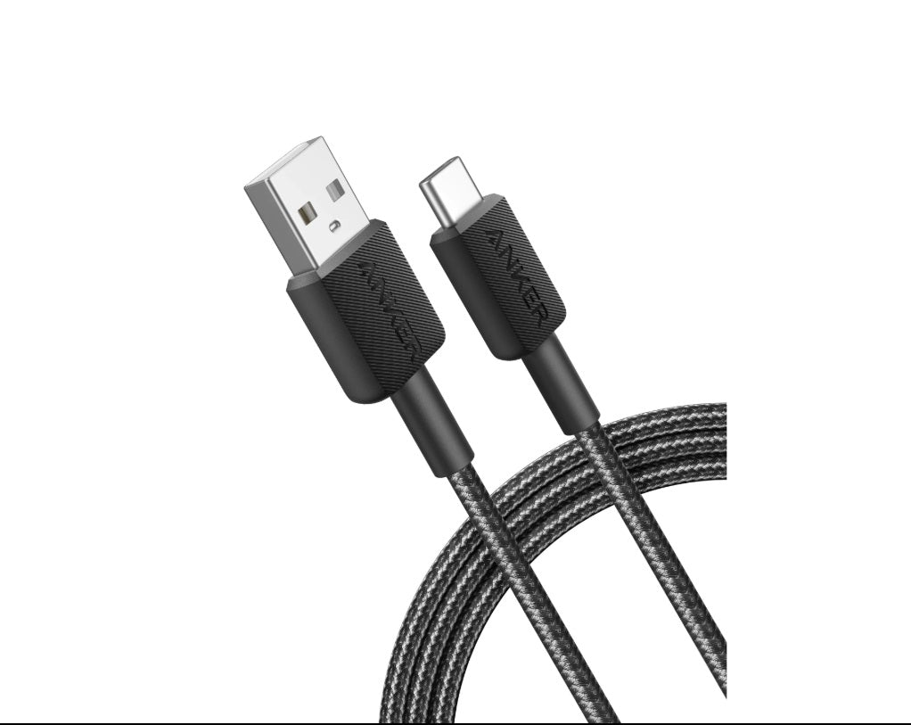 Anker A81H6G11 322 – USB-C to USB-C Cable 1.8m, Nylon Braid, 15W, USB-IF, Black
