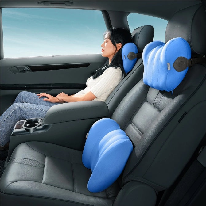 Baseus C20036401311-00 Silk ComfortRide Car Lumbar Pillow – Ergonomic, 273×207mm, Blue