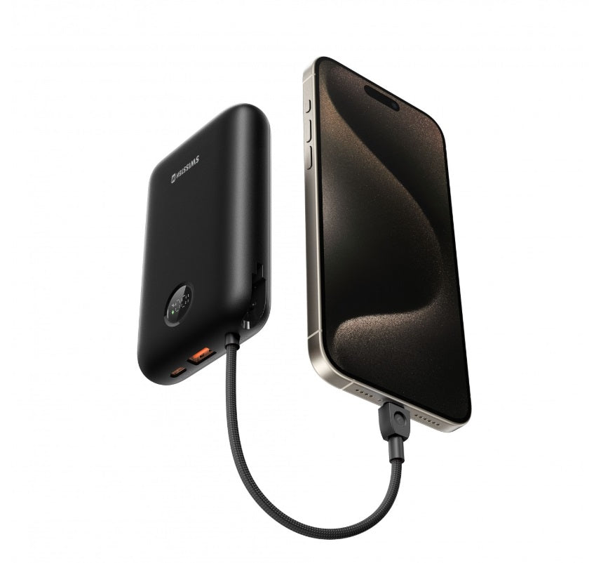 Swissten 22013937 Voltbox 20000 Power Bank – 20,000mAh, 35W PD & Built-in USB-C/Lightning Cables