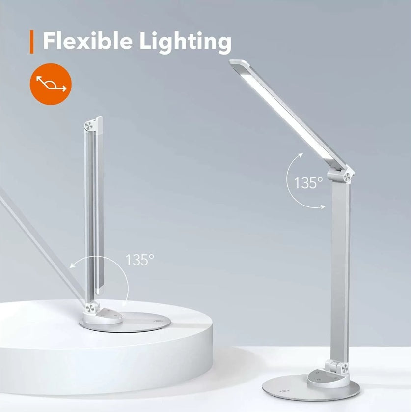 TaoTronics TT-DL19 LED Desk Lamp – 9W, 5 Modes, 5 Levels, USB Port, Touch, Silver