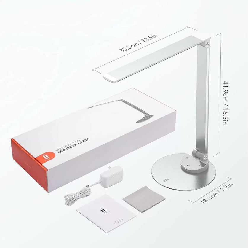 TaoTronics TT-DL19 LED Desk Lamp – 9W, 5 Modes, 5 Levels, USB Port, Touch, Silver