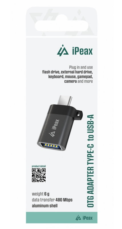 iPEAX 90010141 USB-C to USB-A Female OTG Adapter – Metal, Plug & Play, Universal