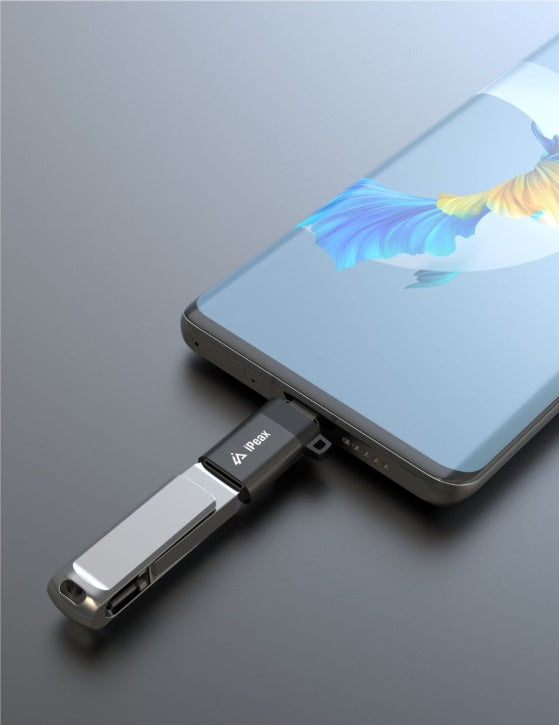 iPEAX 90010141 USB-C to USB-A Female OTG Adapter – Metal, Plug & Play, Universal