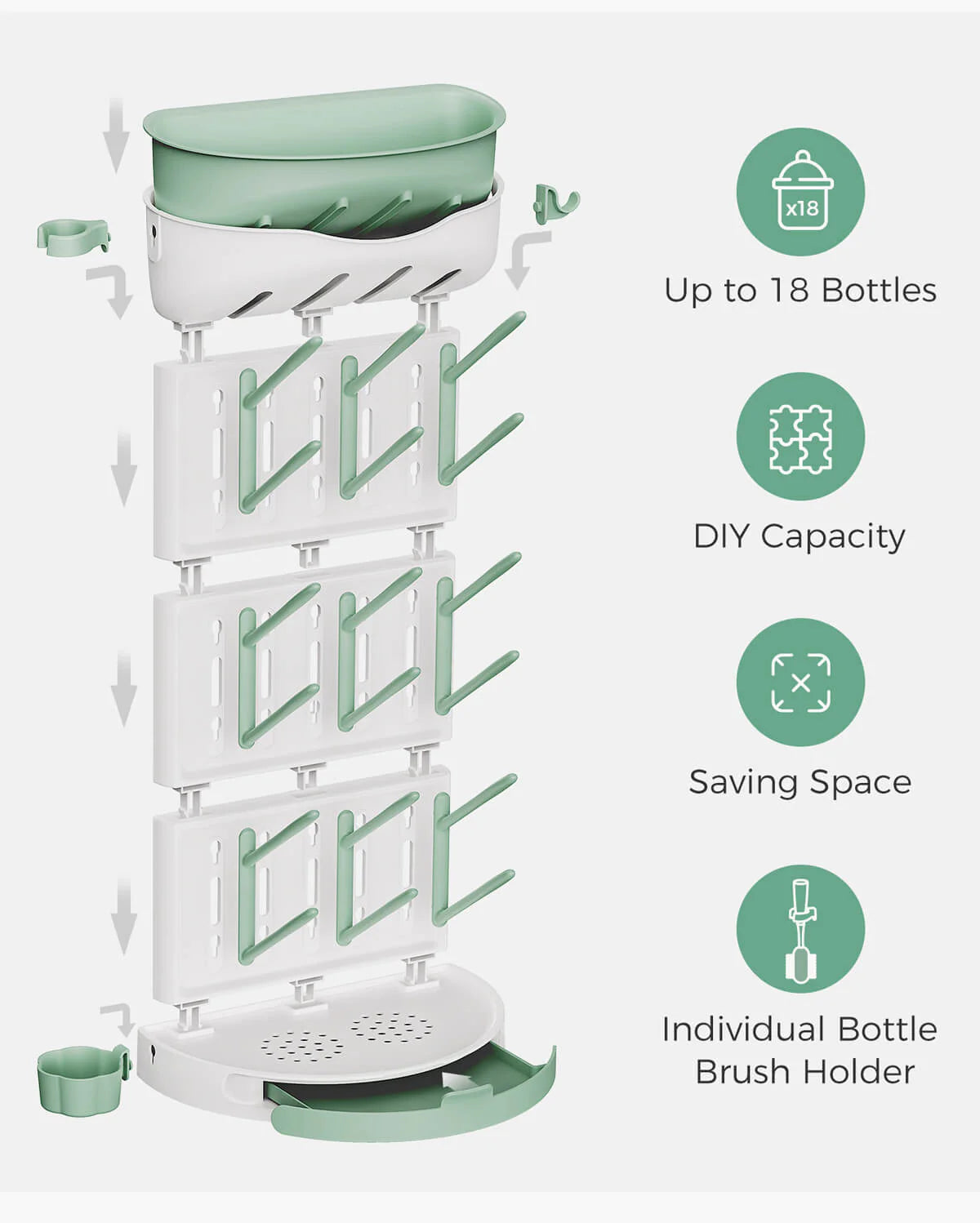 Momcozy DIY Baby Bottle Drying Rack – 18-Bottle Capacity, Adjustable & BPA-Free – view 3
