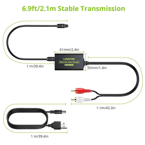 NÖRDIC SGM-257 DAC Digital to Analog Converter – Toslink SPDIF to RCA Stereo, 192 kHz – view 6