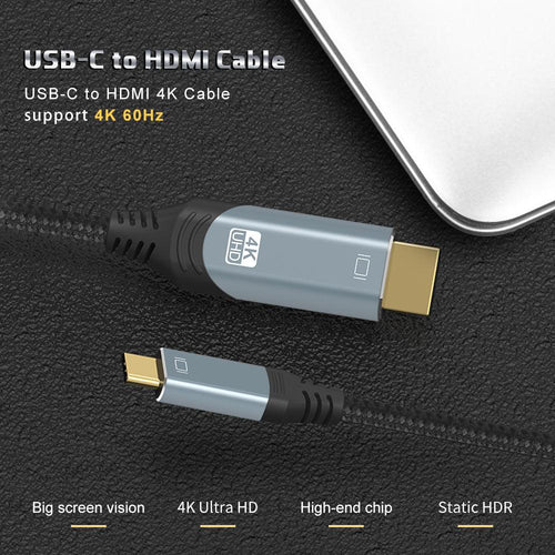 NÖRDIC 3m USB-C to HDMI Cable – 4K@60Hz, Nylon Braid, HDCP 2.2 & Pure Copper Conductors – view 7