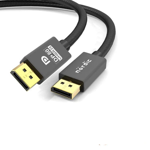 NÖRDIC 3m DisplayPort 2.1 Cable – 80 Gbps, 16K@60Hz, 8K@60Hz & HDR with FreeSync/G-SYNC – view 2