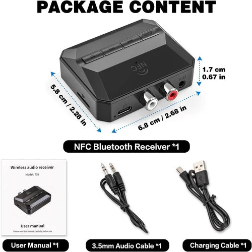 NÖRDIC Bluetooth 5.3 Audio Receiver – RCA & 3.5mm AUX, NFC Pairing & microSD Playback – view 9
