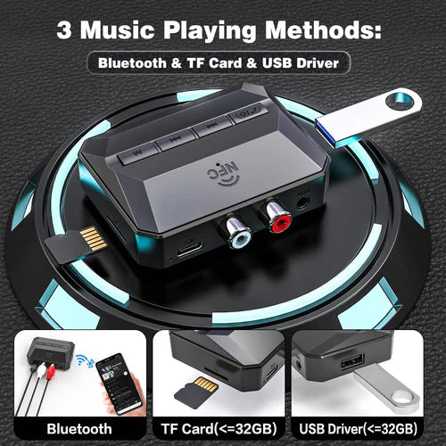 NÖRDIC Bluetooth 5.3 Audio Receiver – RCA & 3.5mm AUX, NFC Pairing & microSD Playback – view 7