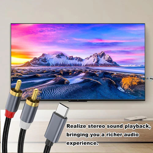 NÖRDIC USB-C to RCA Audio Cable – 2m Stereo L/R, Braided & Plug & Play – view 4