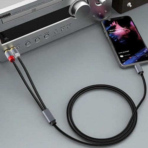 NÖRDIC USB-C to RCA Audio Cable – 2m Stereo L/R, Braided & Plug & Play – view 3