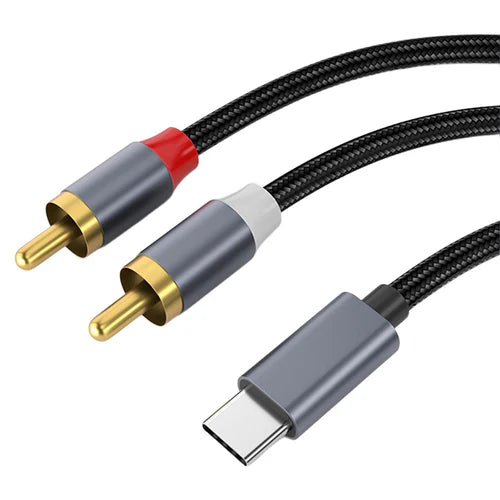 NÖRDIC USB-C to RCA Audio Cable – 2m Stereo L/R, Braided & Plug & Play – view 2