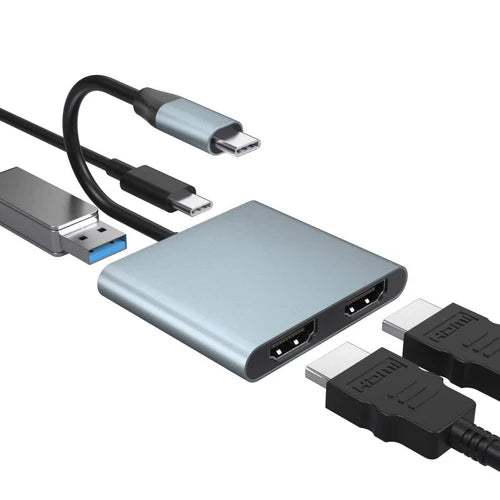 NÖRDIC USB-C to 2×HDMI Adapter – Dual 4K 30Hz, 60 W PD & USB-A 3.1 5 Gbps Hub – view 2