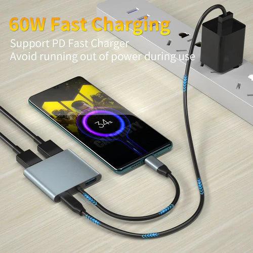 NÖRDIC USB-C to 2×HDMI Adapter – Dual 4K 30Hz, 60 W PD & USB-A 3.1 5 Gbps Hub – view 5
