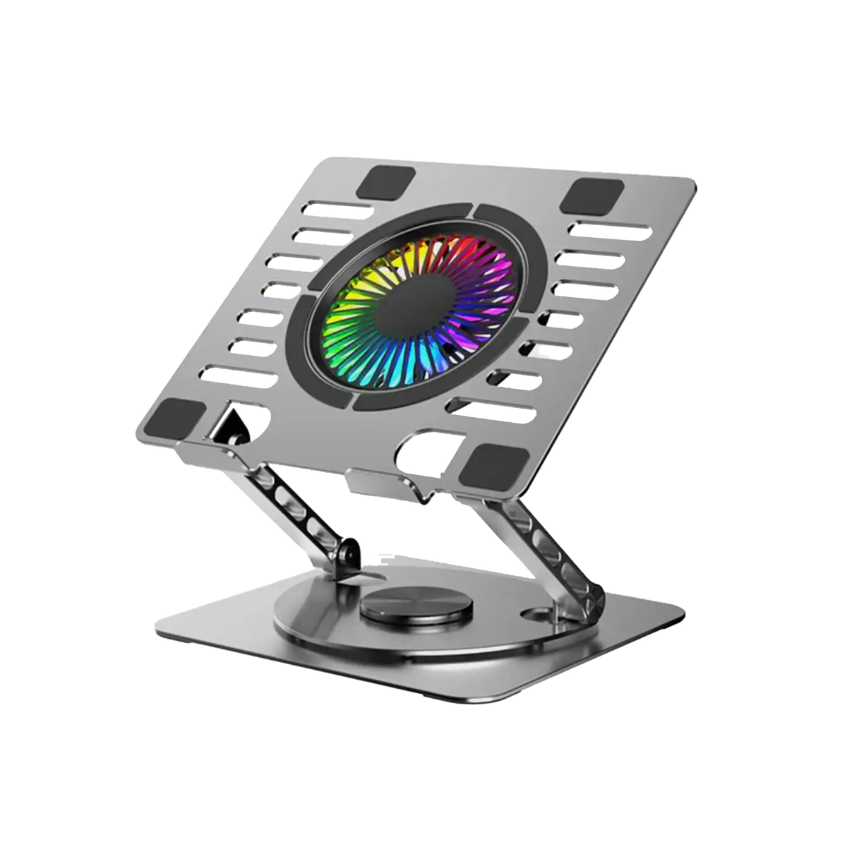 NÖRDIC Laptop Stand with RGB Cooling Fan – 360° Rotating Base & 2 USB Ports – view 2