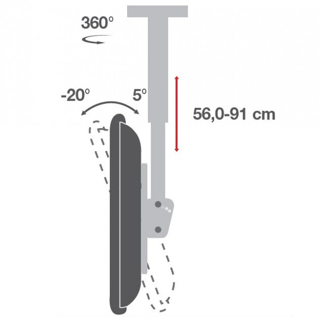 Techly ICA-CPLB 944D Double Telescopic Ceiling TV Mount 23-42" - view 4