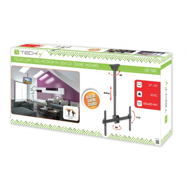 Techly ICA-CPLB 946S Telescopic Ceiling TV Mount 37-65" - view 2