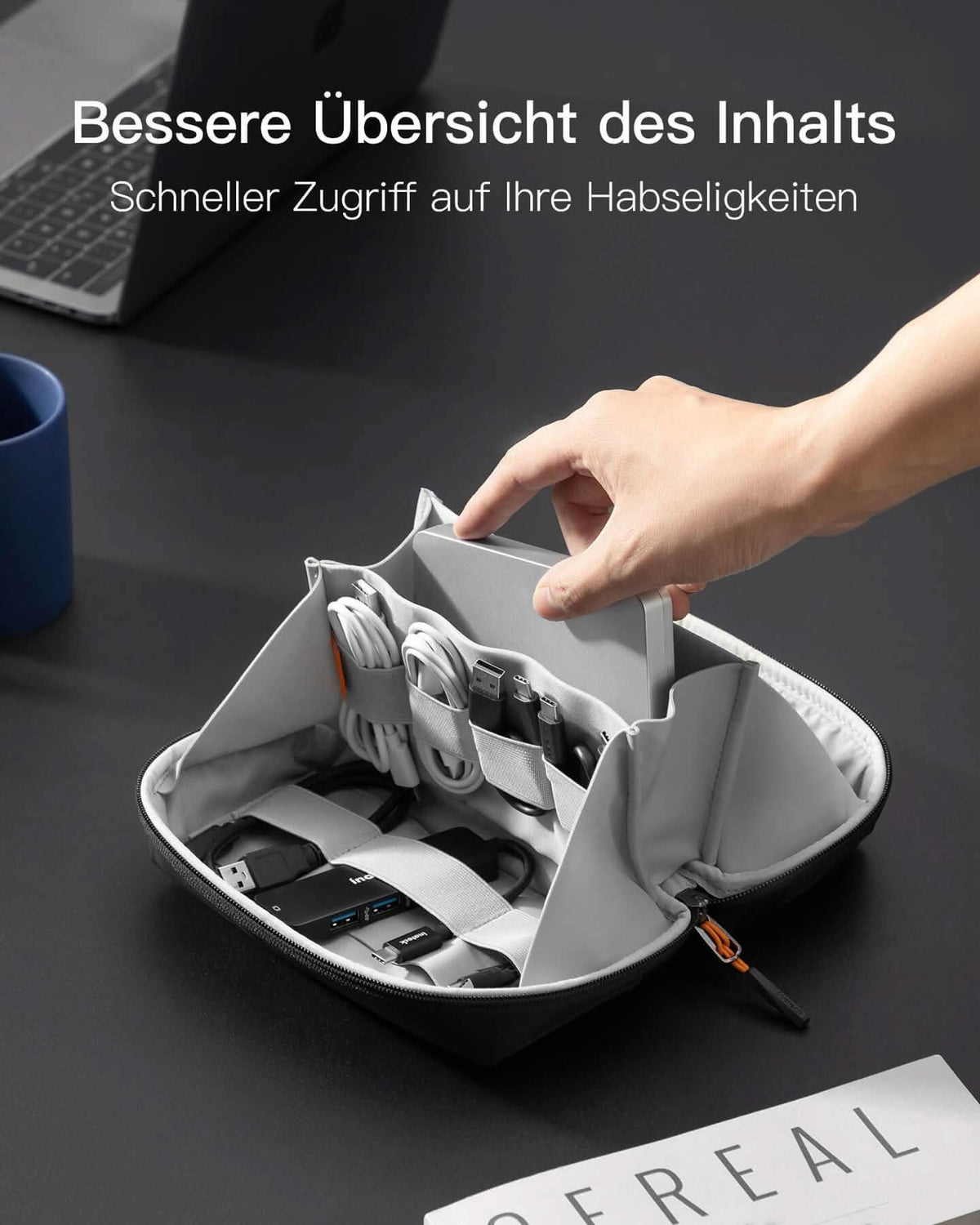 Inateck AB03007 Electronics Organizer Case – 180° Opening, 12 Pockets & 1200D Polyester – view 10
