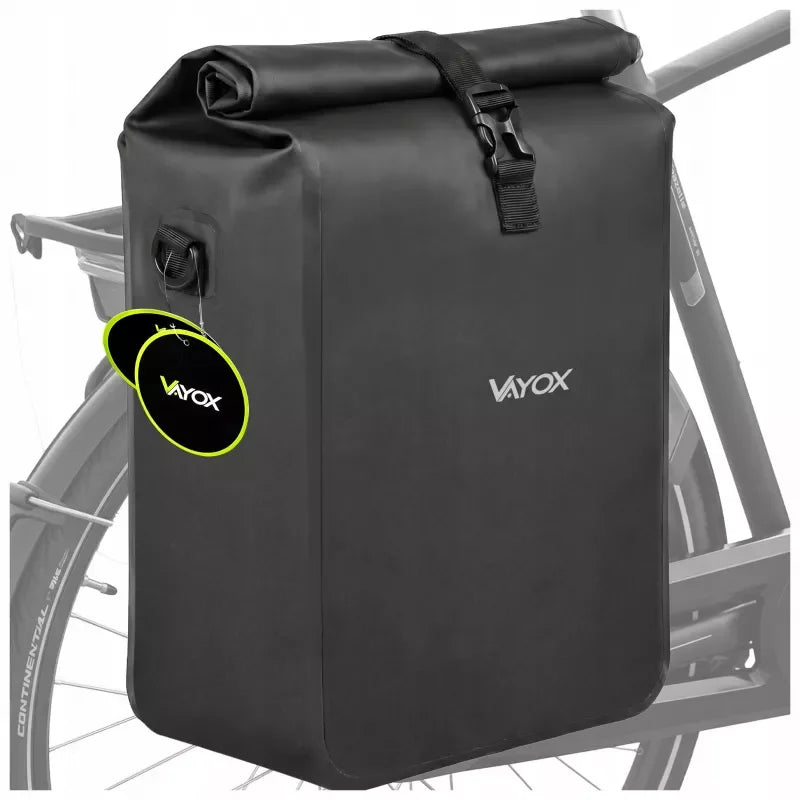 Bike Pannier Rack Bag 20L PVC Black Hook Mount VA0444B VAYOX