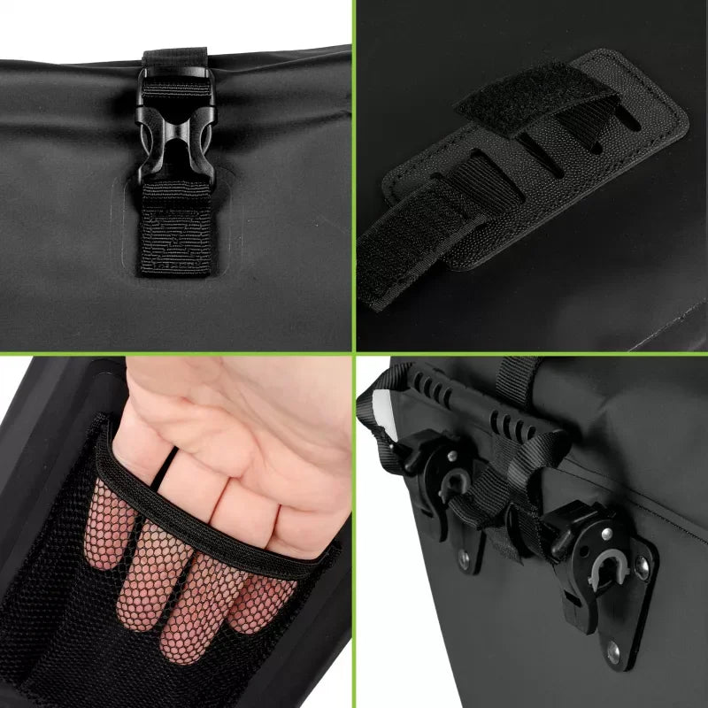 Bike Pannier Rack Bag 20L PVC Black Hook Mount VA0444B VAYOX - view 7