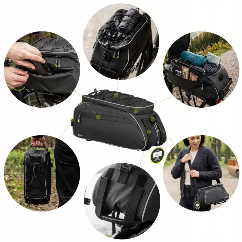 Bike Pannier Rack Bag with Side Pockets Black 10L VA0448 VAYOX - view 3