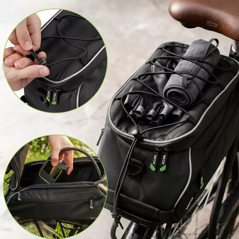 Bike Pannier Rack Bag with Side Pockets Black 10L VA0448 VAYOX - view 4