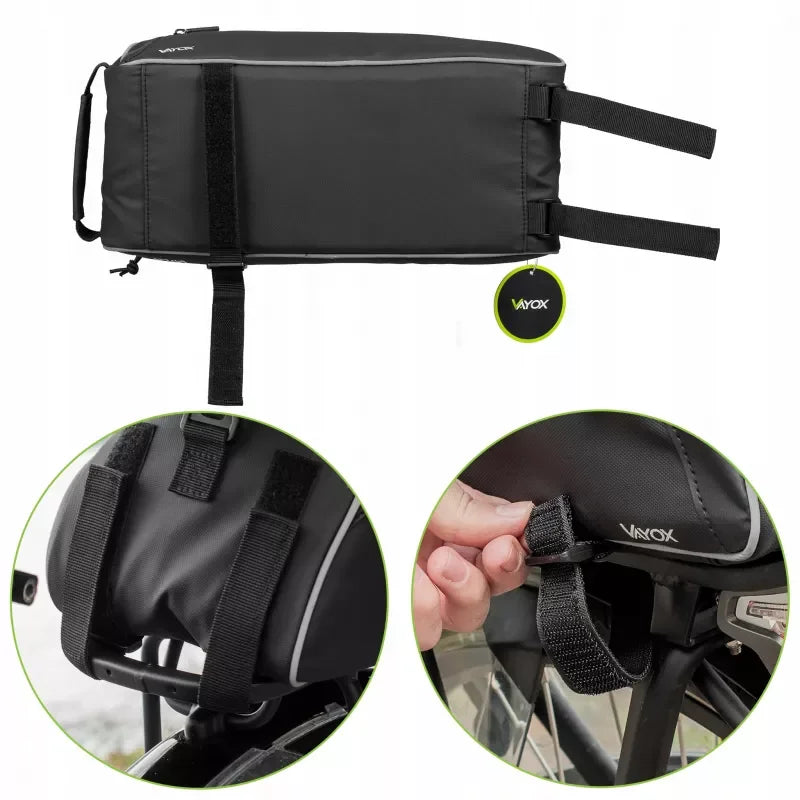 Bike Pannier Rack Bag with Side Pockets Black 10L VA0448 VAYOX - view 7
