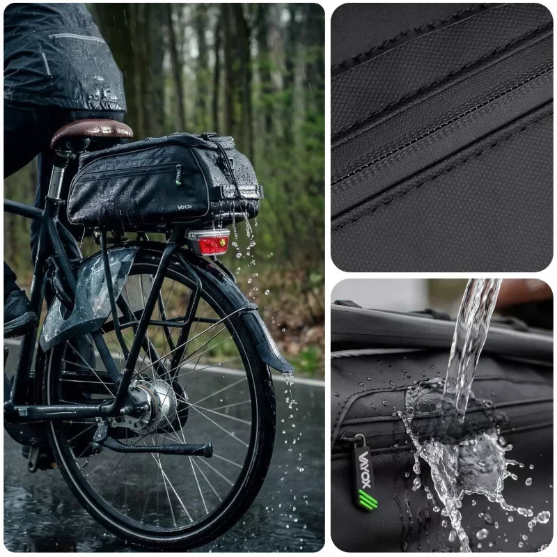 Bike Pannier Rack Bag with Side Pockets Black 10L VA0448 VAYOX - view 8