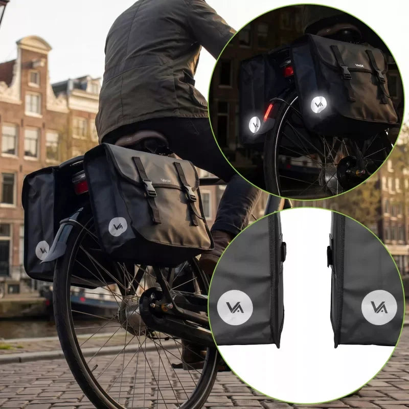 Double Bike Pannier Rack Bag PVC Black 29L VA0447 VAYOX - view 15