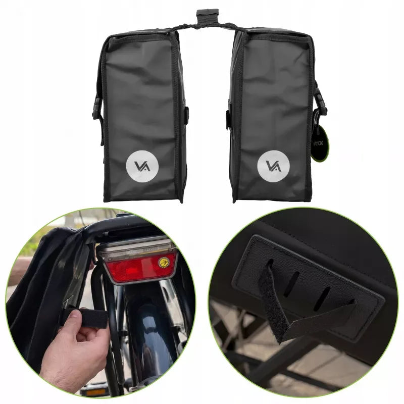 Double Bike Pannier Rack Bag PVC Black 29L VA0447 VAYOX - view 8