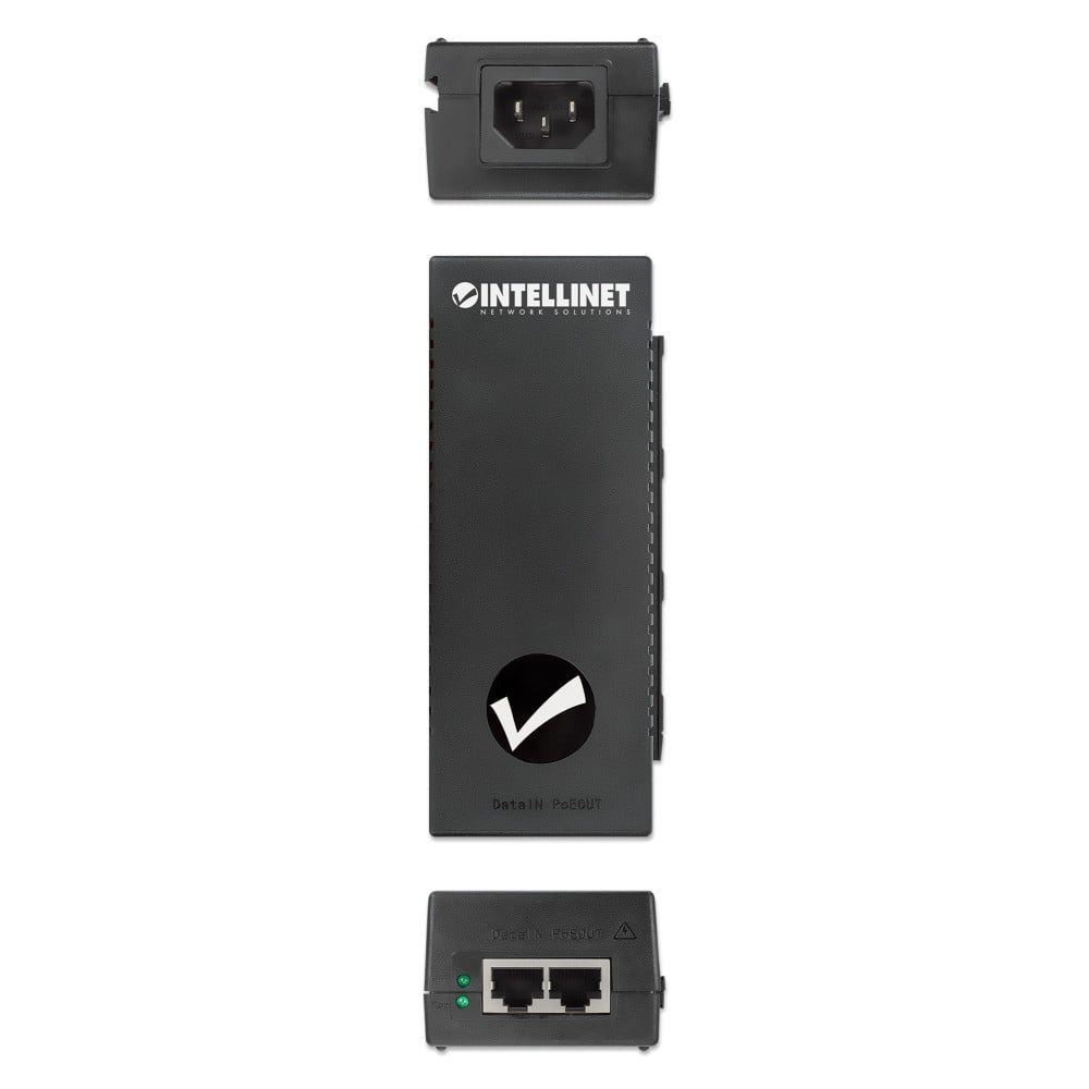 Intellinet 561235 PoE+ Injector — detail of LED indicators