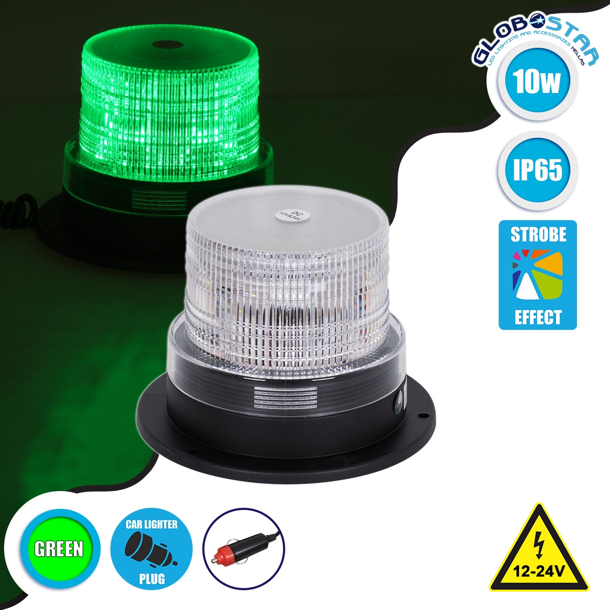 Vehicle Flashing Beacon Strobe LED 10W 12-24V IP65 Green