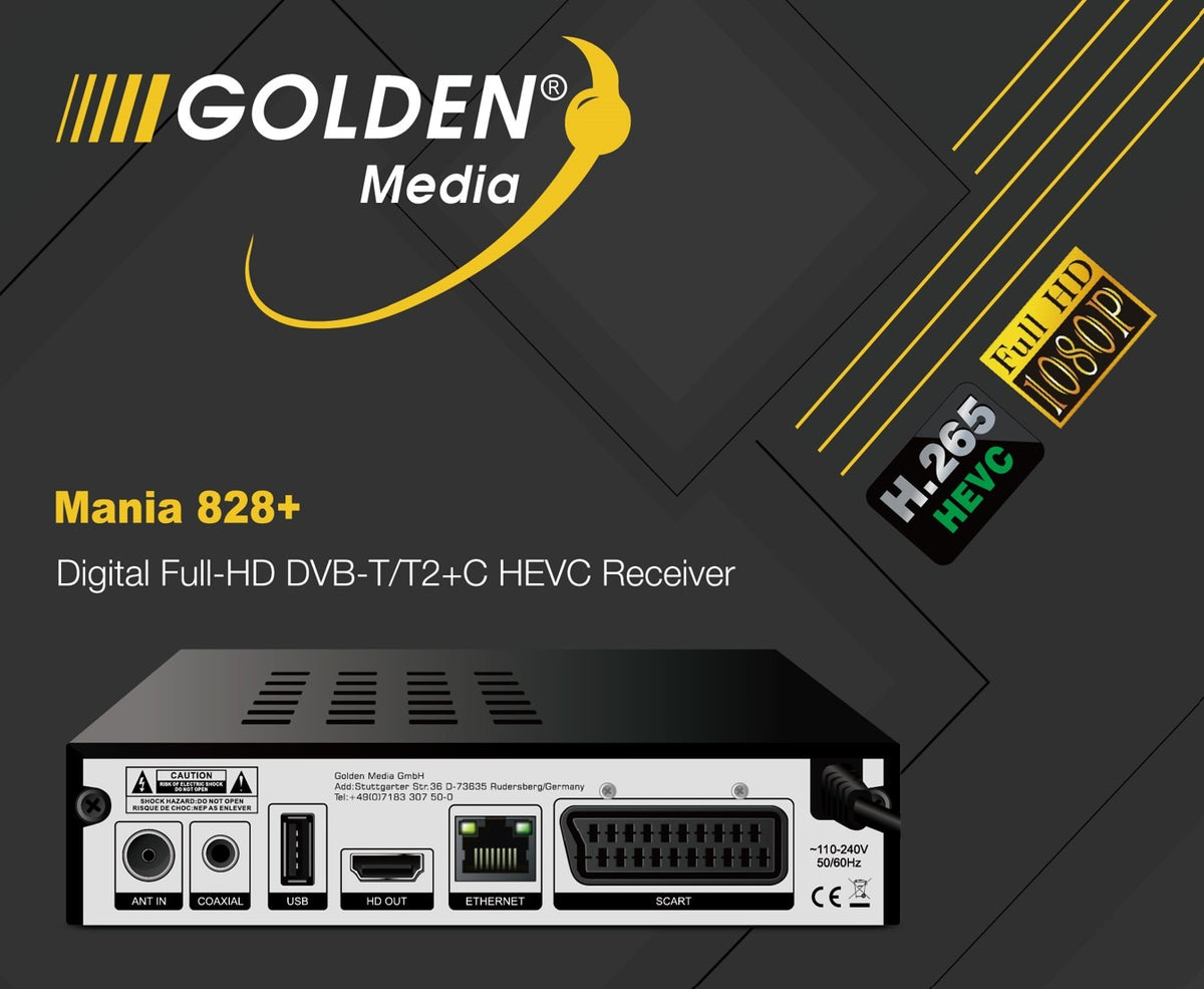 Golden Media Mania 828+ Full HD DVB-T2/C HEVC Receiver — Golden Media