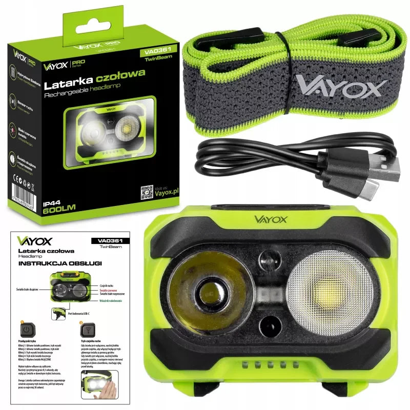 Headlamp 600lm IP44 TwinBeam Pro Series VA0361 VAYOX - view 11