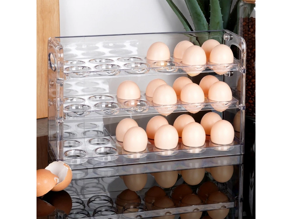 Vilde Egg Holder Organizer for 36 Eggs – 3-Tier Clear Fridge Storage Tray – view 2