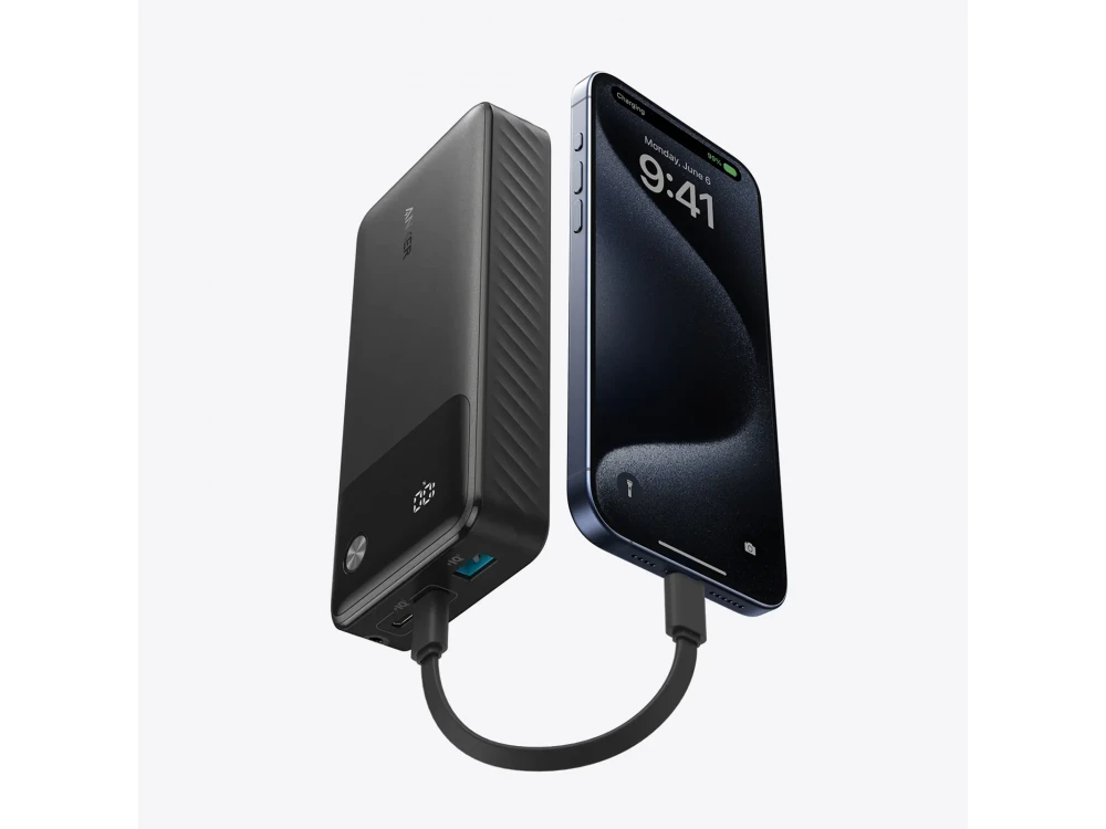 Anker PowerCore Power Bank 20000mAh 30W – USB-A & USB-C, Lanyard Cable, Digital Display, Black – view 2