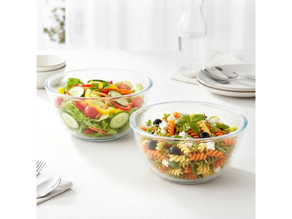 Vilde Serving Bowl Glass 1L Set of 2 – 17x17x9 cm Clear Glass Salad Bowls – view 2