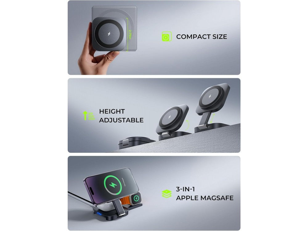 Arktos HyperCharge Wireless Triple 3-in-1 MagSafe Charger – iPhone, AirPods, Apple Watch, Frost Black – view 2