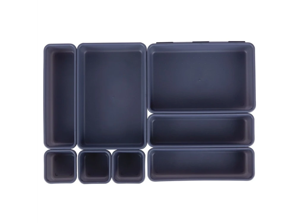 Vilde 8-Pack Modular Drawer Organiser System – 3 Sizes, Black – view 2