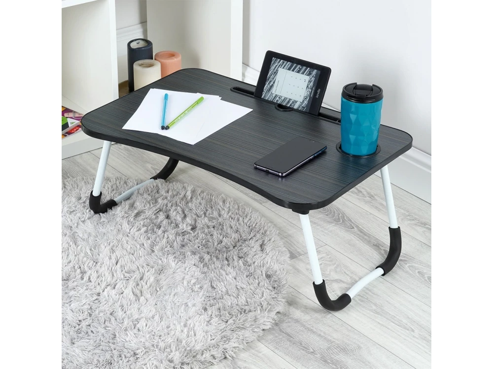 Vilde Laptop Desk with Cup & Tablet Holder – Portable Lap Tray, Grey – view 2