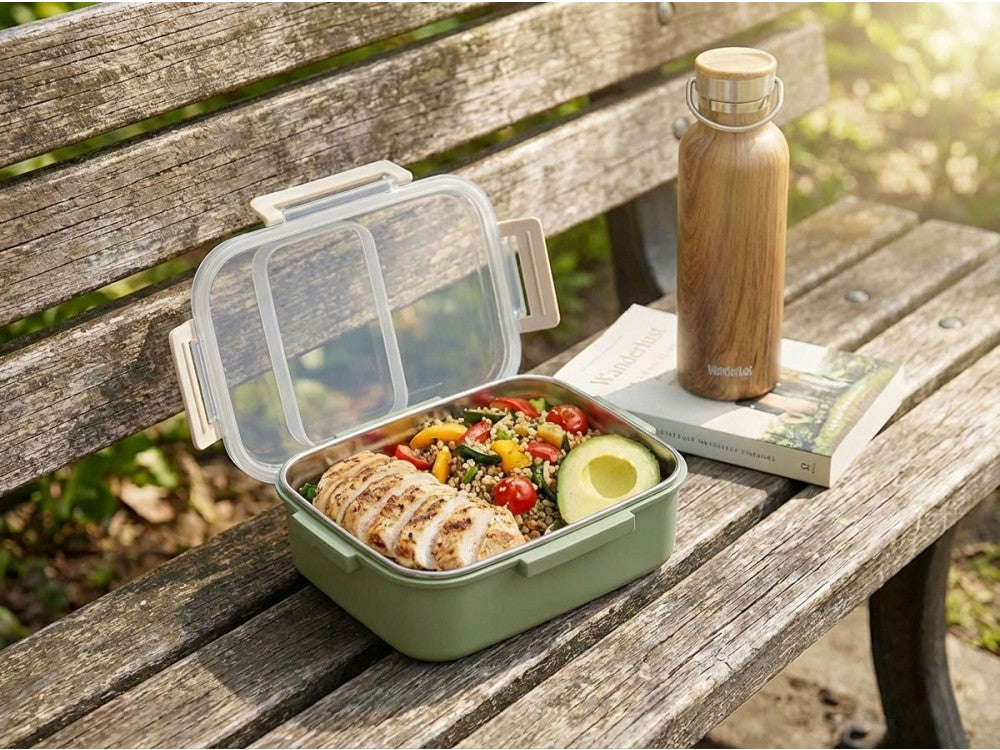 AJ Insulated Stainless Steel Lunch Box 18x12.5x7.5cm – Khaki – view 2