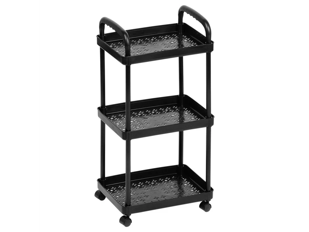 Vilde 3-Tier Storage Trolley Cart 61x30x21cm with Wheels – Black – view 2